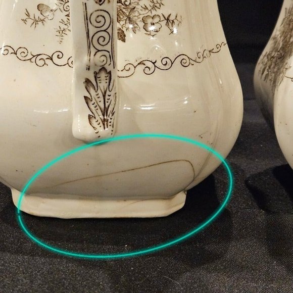 Semi-Porcelain Henry Alcock England Teapot Set -MAJOR REPAIRS BROKEN/CHIPS (9e3) - Picture 6 of 10